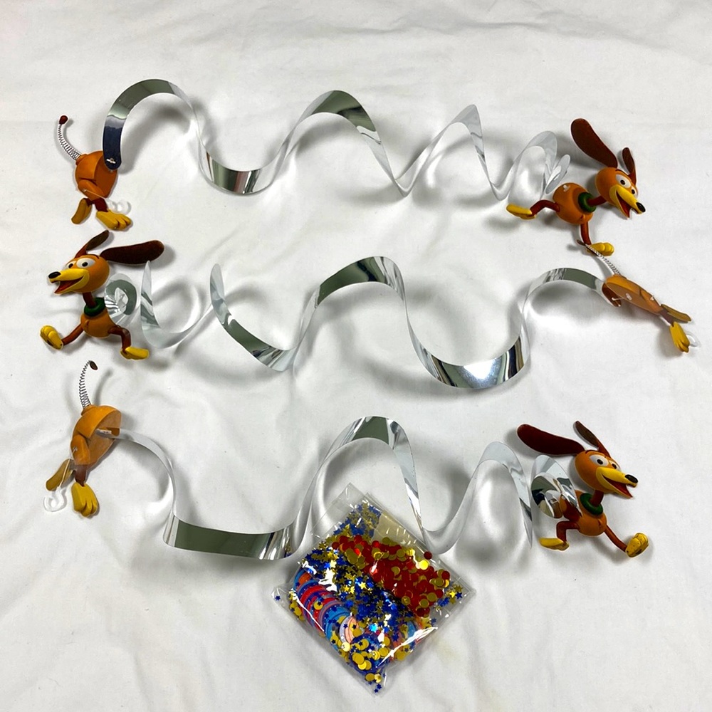 Ultimate Disney Pixar toy story party hanging slinky dog decorations & confetti